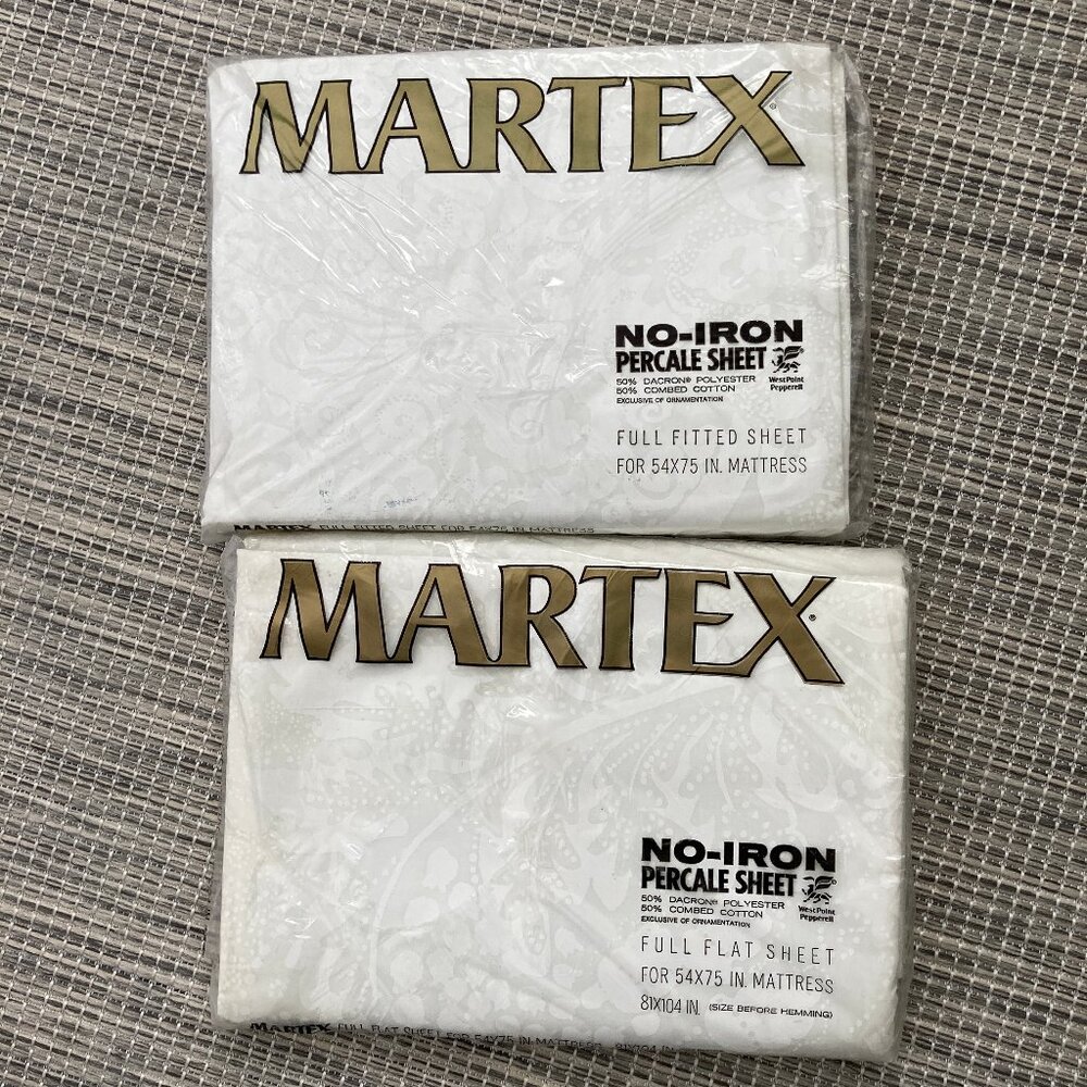 Martex Vintage Off White on White Slight Floral Full Sheet Set